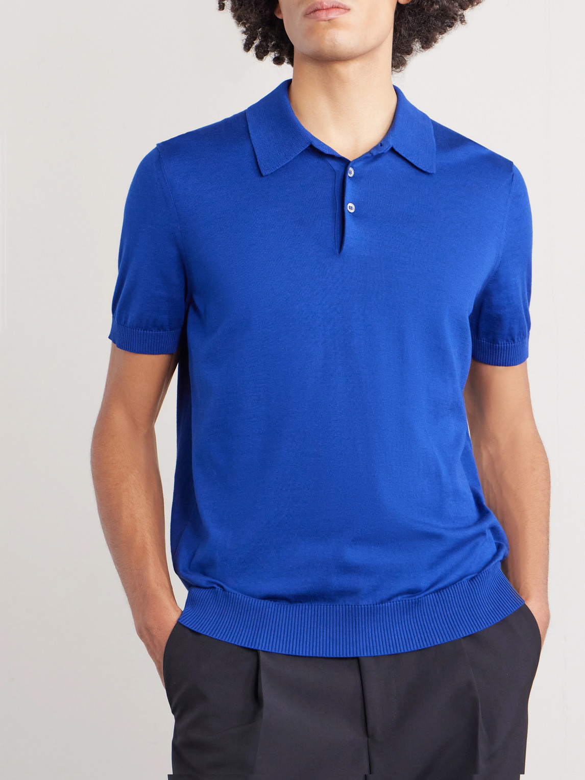 Slim-Fit Cotton And Mulberry Silk-Blend Polo Shirt