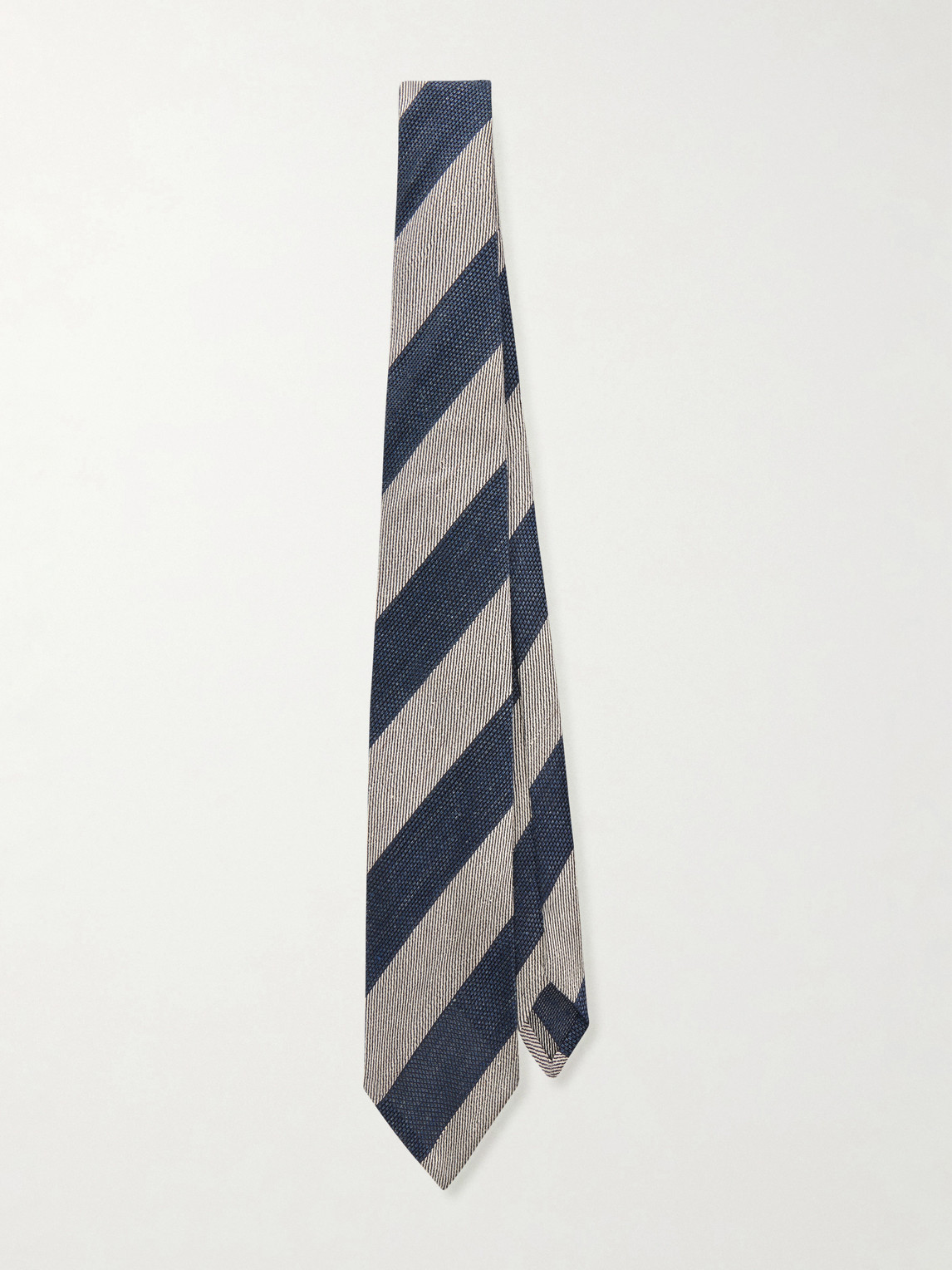 Dunhill 9.5cm Striped Linen And Mulberry Silk-blend Jacquard Tie In Multi