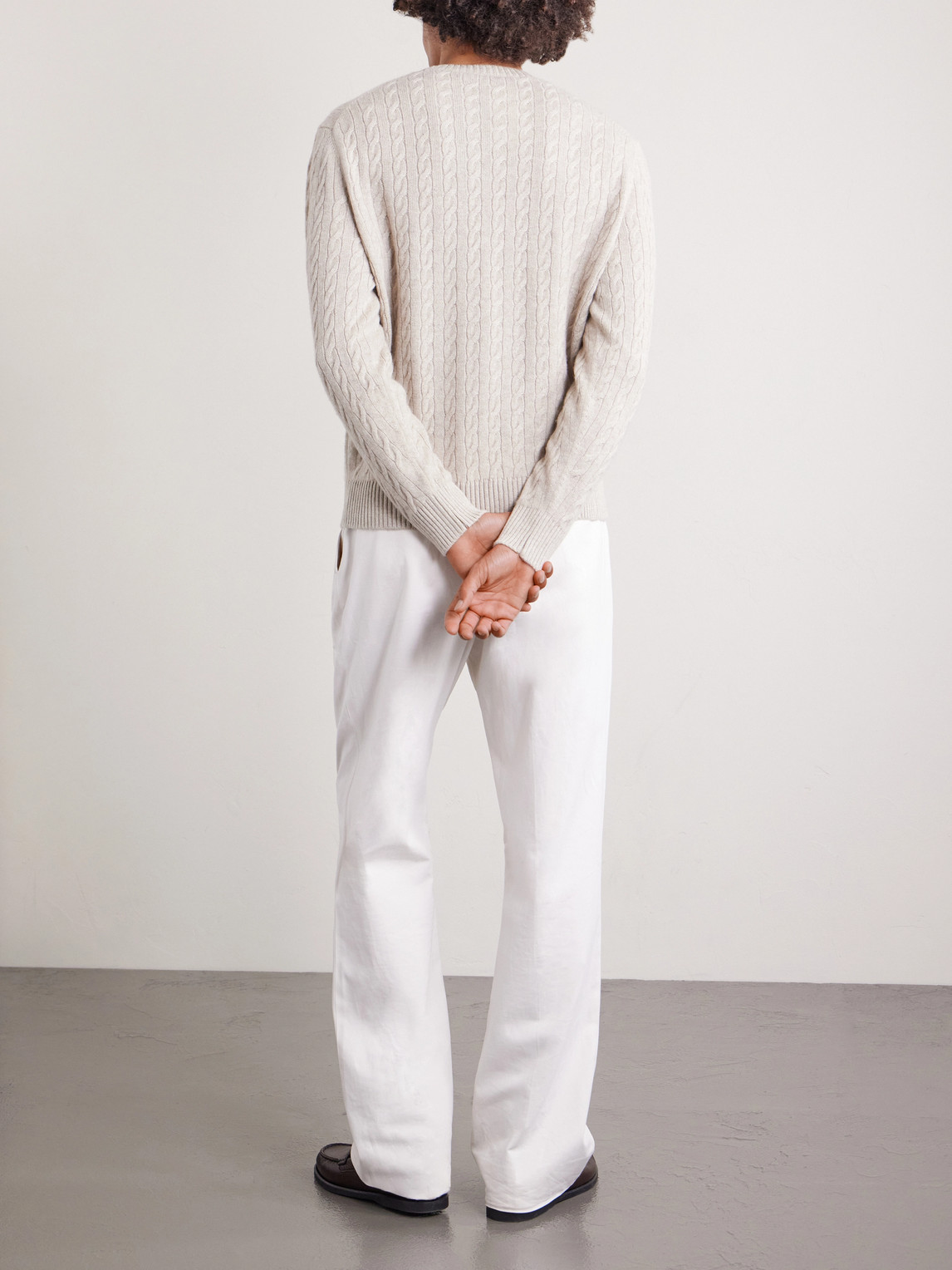 Cable-Knit Cashmere And Linen-Blend Sweater