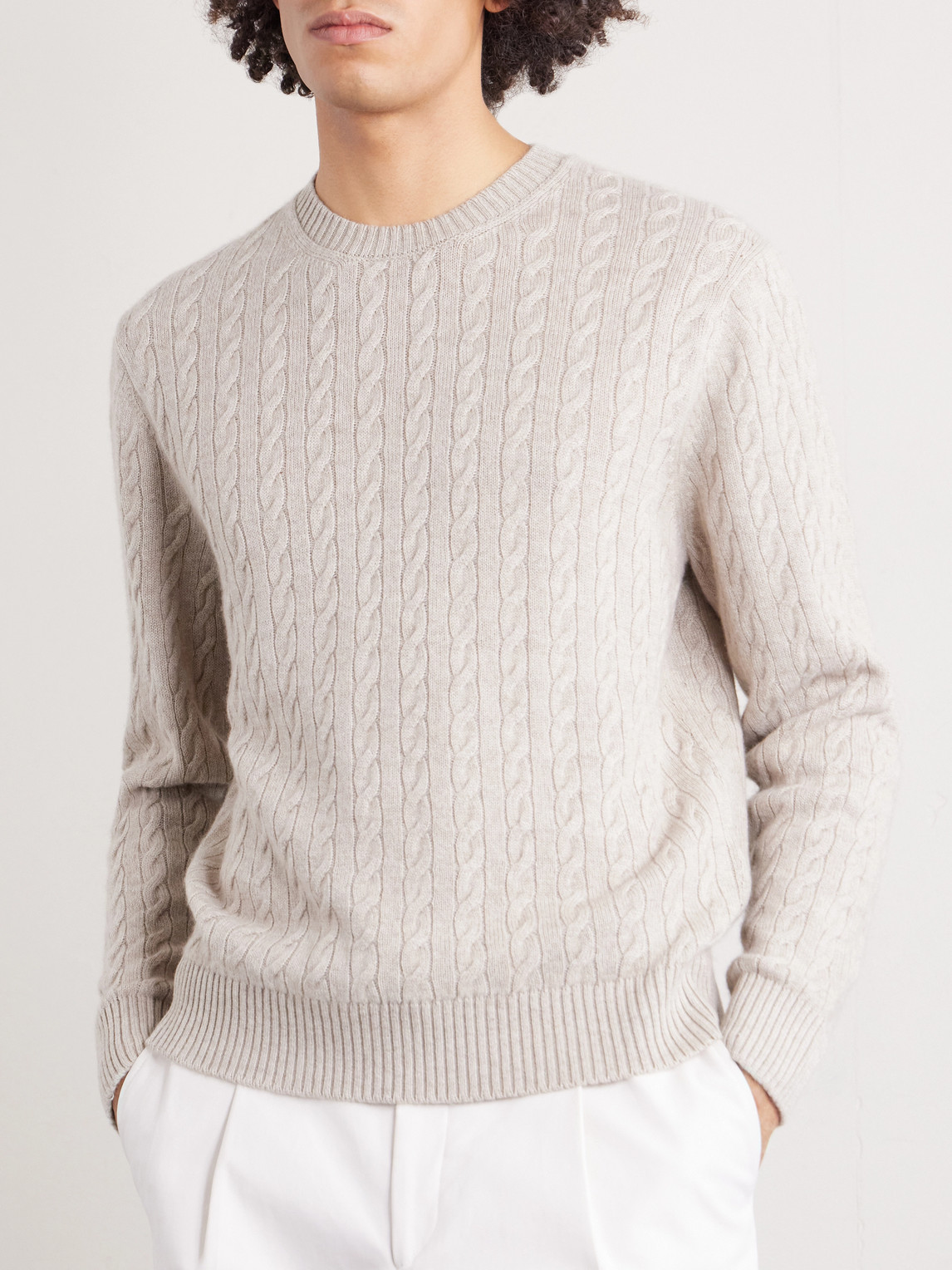 Cable-Knit Cashmere And Linen-Blend Sweater