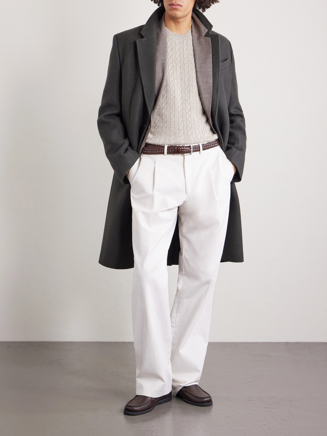 Cable-Knit Cashmere And Linen-Blend Sweater