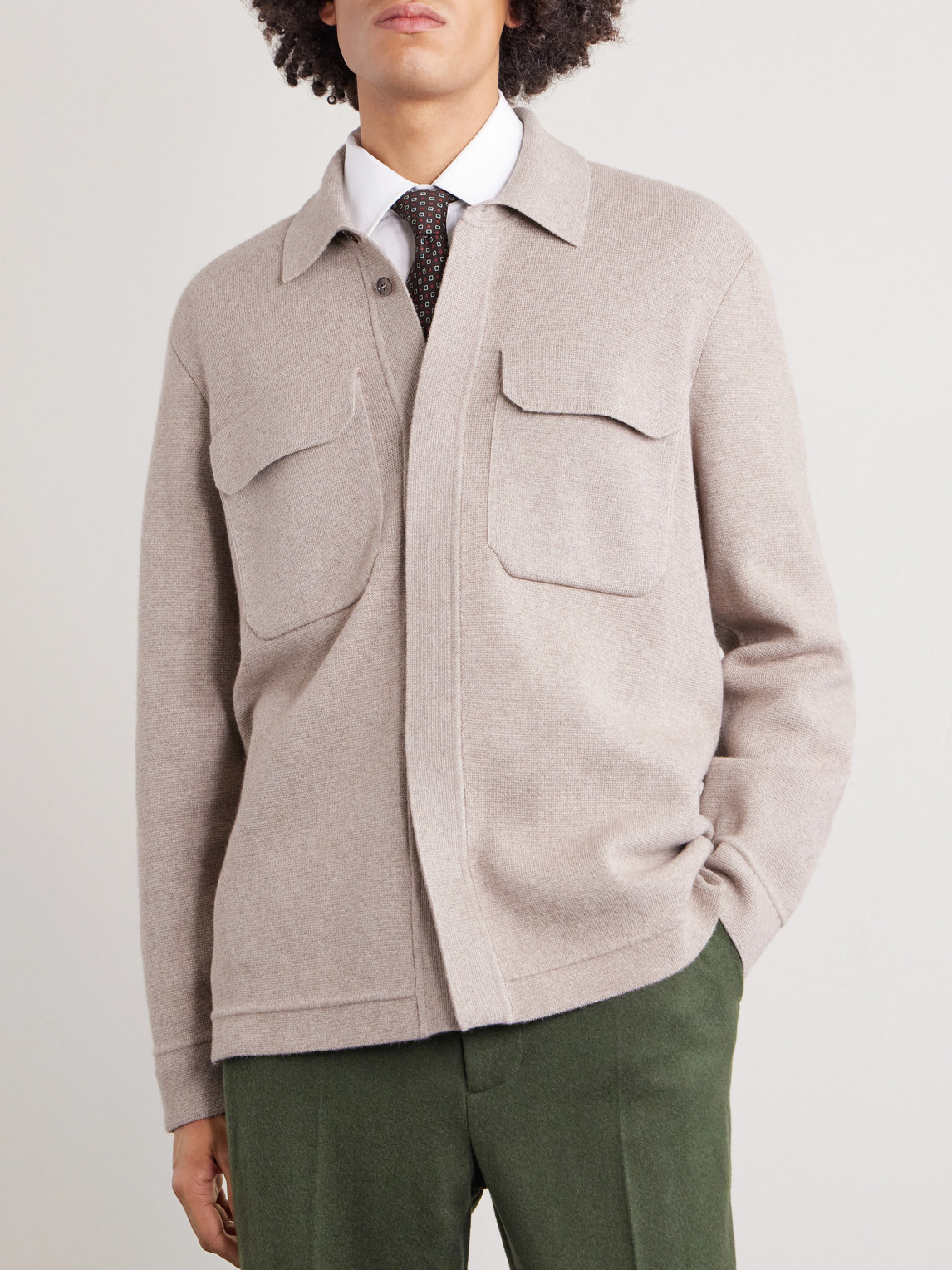 Dunhill - Cotton And Cashmere-blend Overshirt - Men - Neutrals - S 