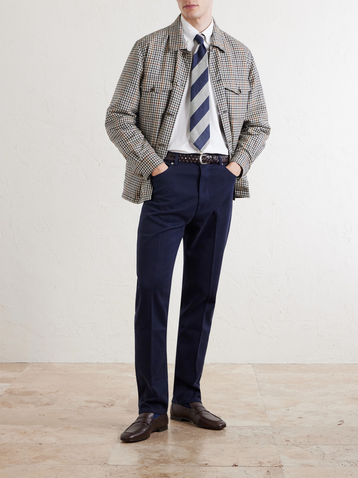Tapered Cotton-Blend Twill Trousers