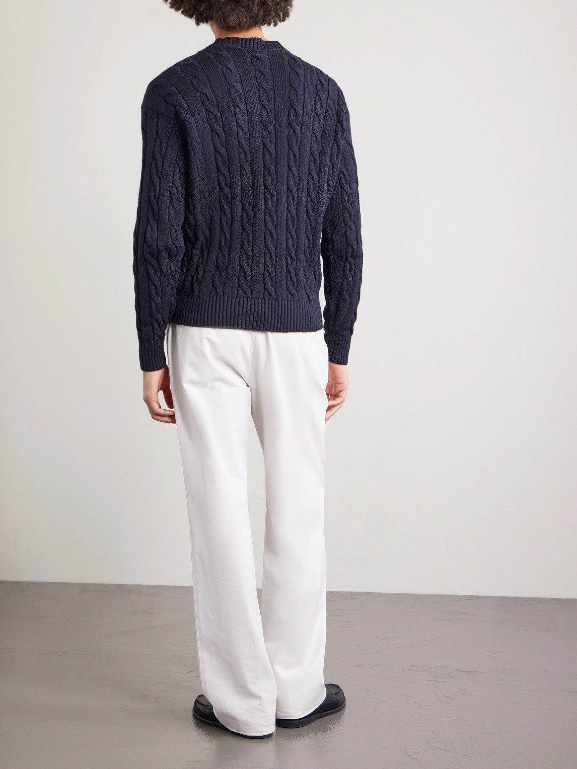 Dunhill - Cable-knit Cotton Sweater - Men - Blue - M 