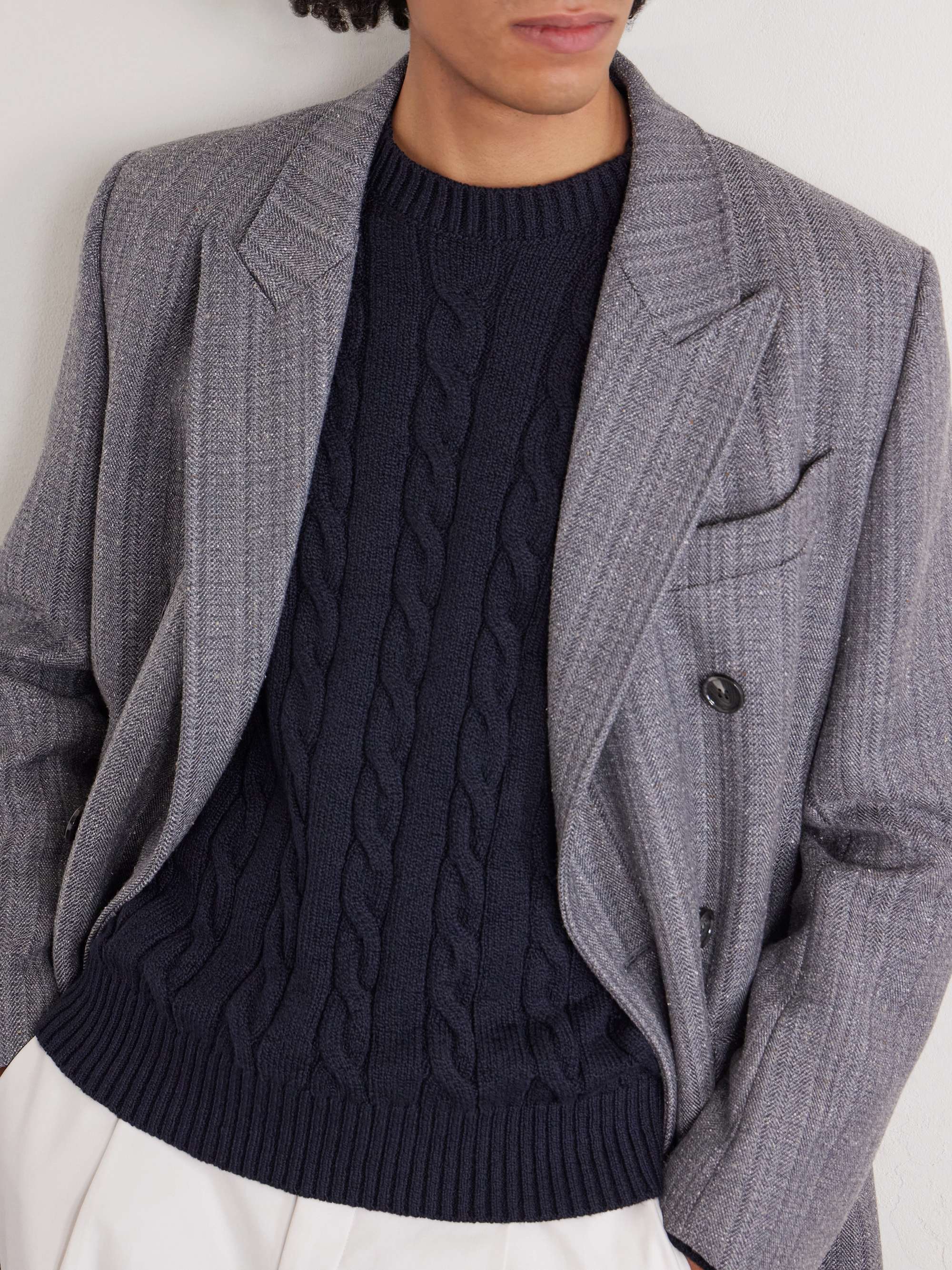 DUNHILL Cable-Knit Cotton Sweater for Men | MR PORTER
