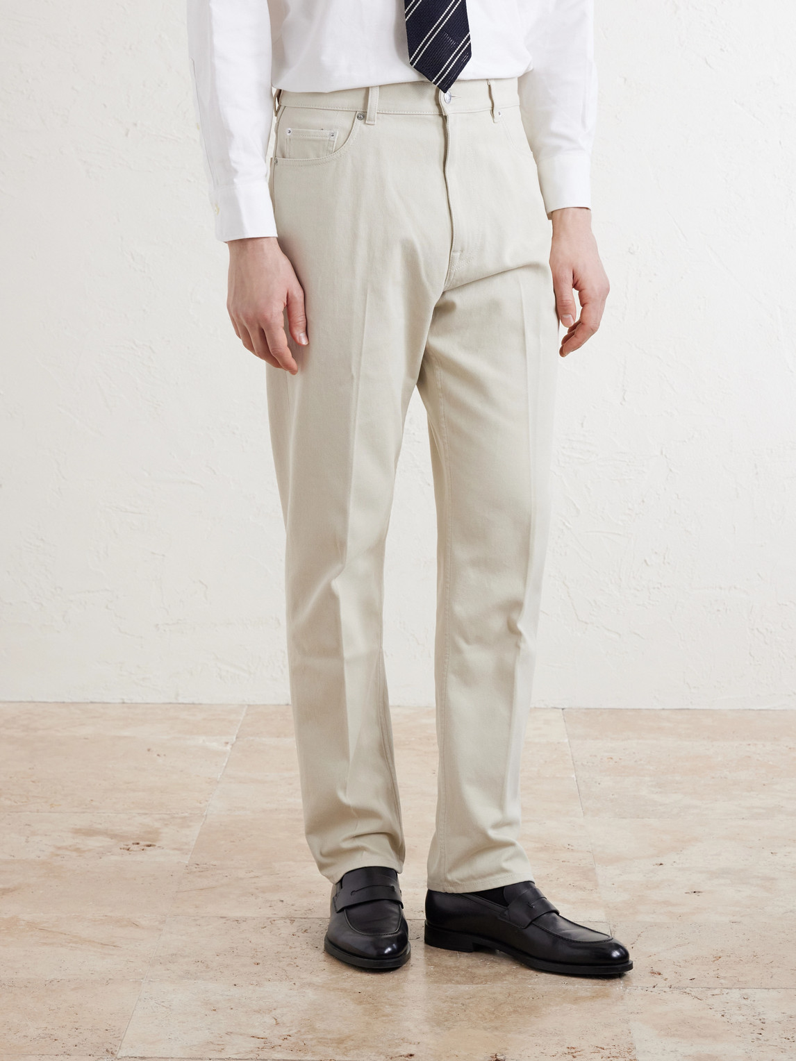 Tapered Cotton-Blend Twill Trousers