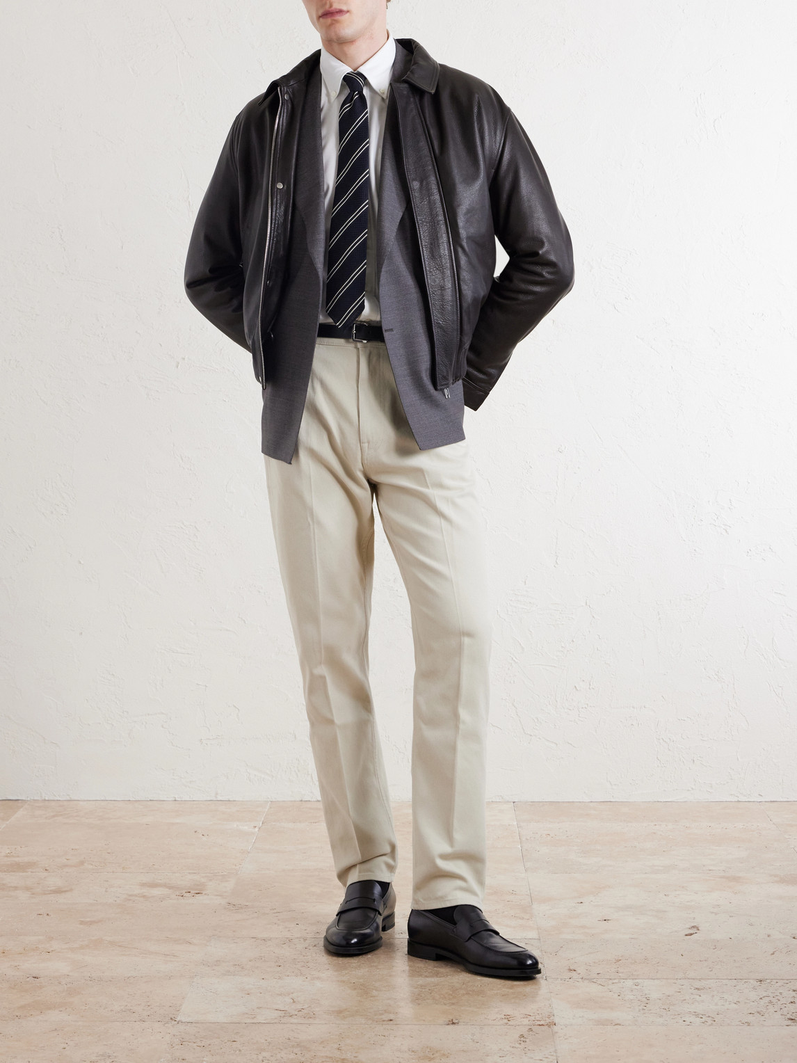 Tapered Cotton-Blend Twill Trousers
