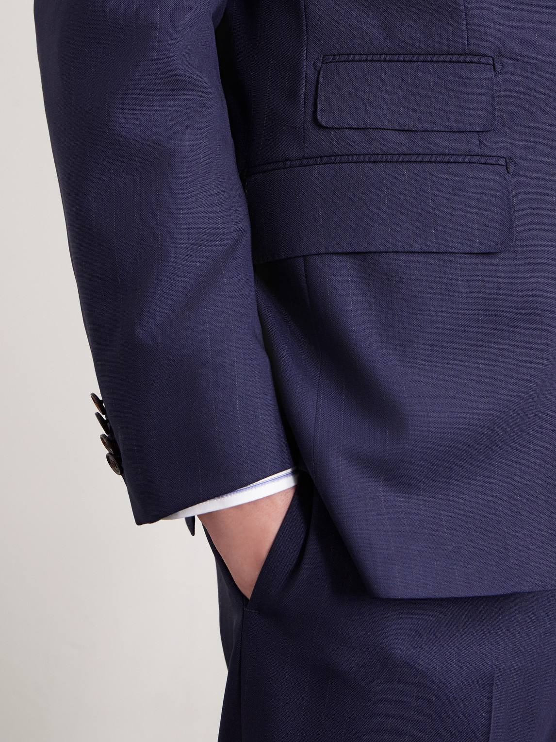 Dunhill Pinstriped Wool Suit Jacket In Blue