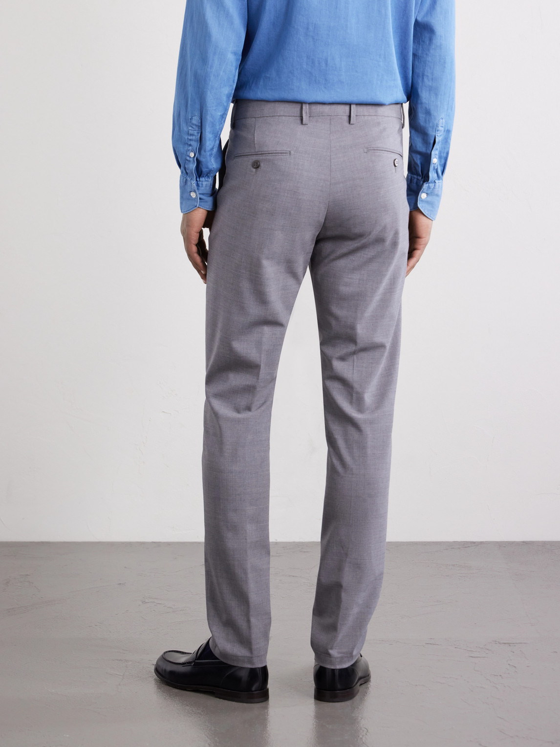 Tapered Stretch-Wool Flannel Trousers Slim-Fit