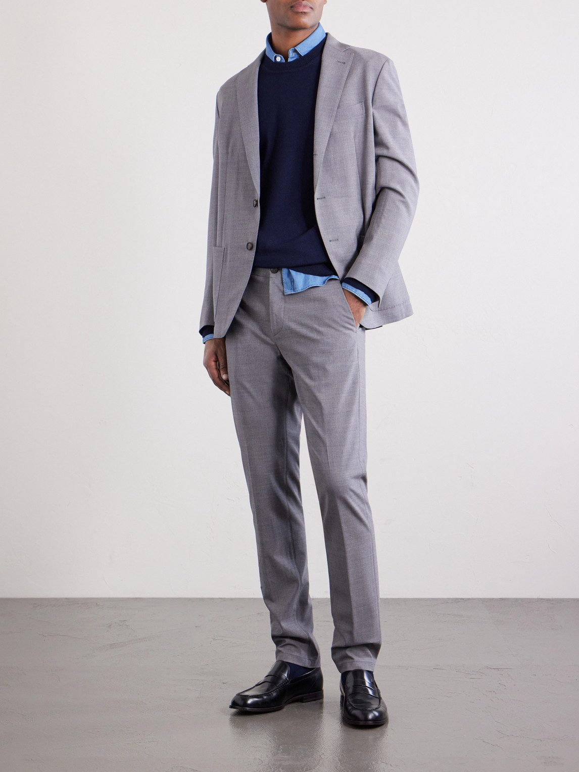 Tapered Stretch-Wool Flannel Trousers Slim-Fit