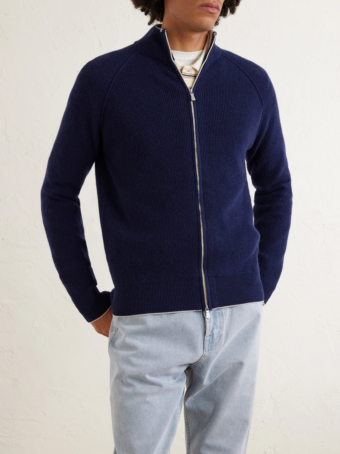  Eleventy - Cashmere Zip-up Sweater - Men - Blue - M 