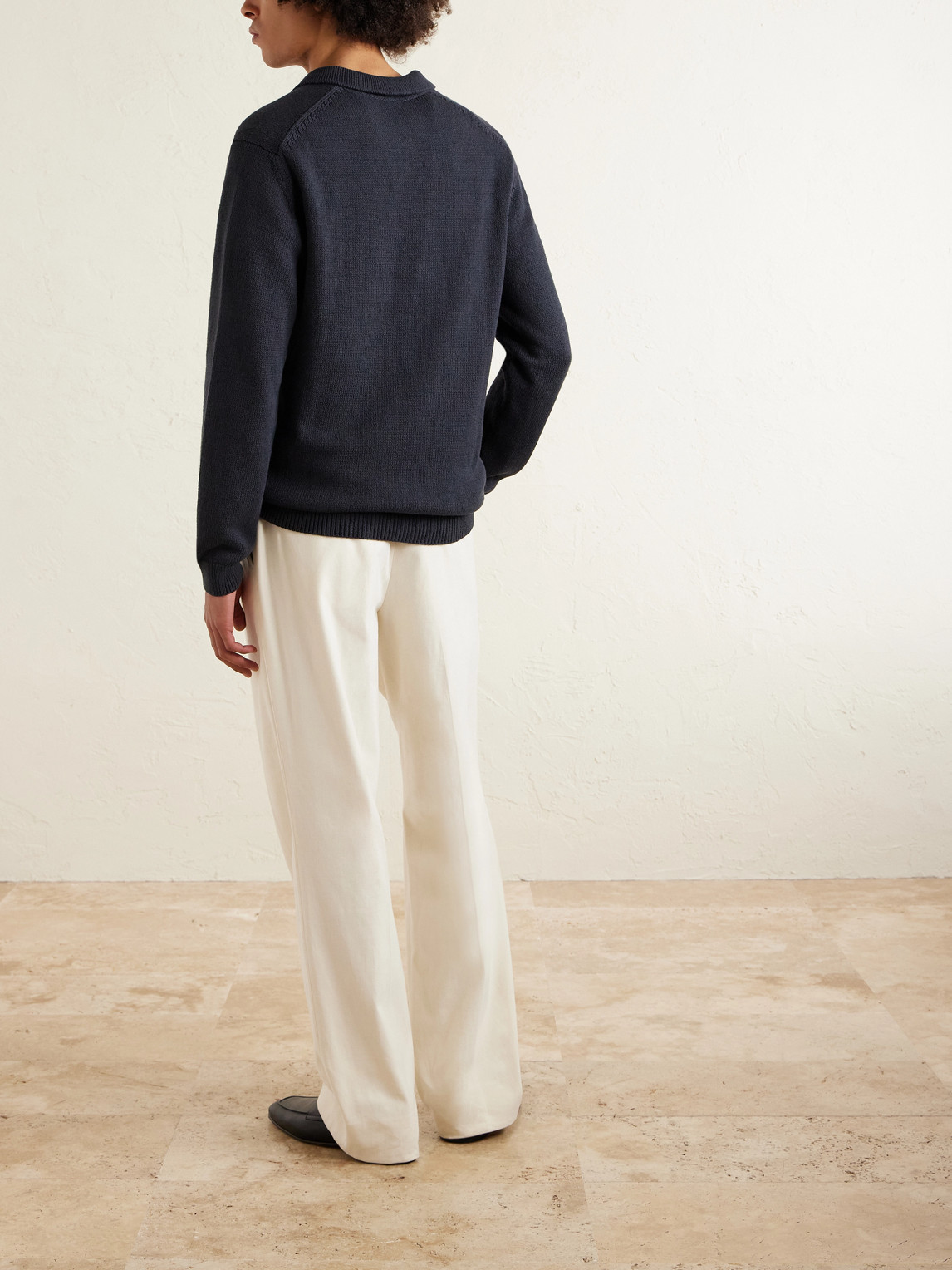  Eleventy - Cotton And Silk-blend Polo Sweater - Men - Blue - S 