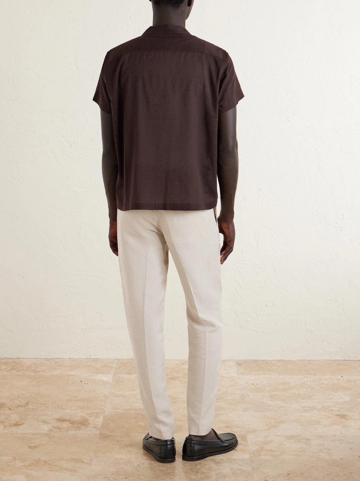Straight-Leg Lyocell And Linen-Blend Drawstring Trousers