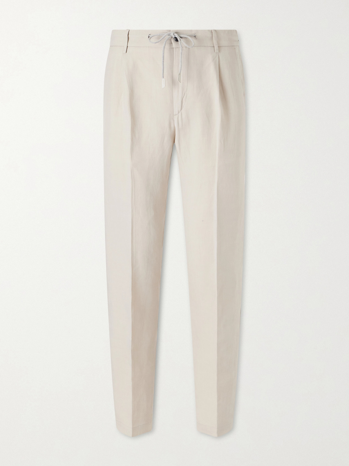ELEVENTY Straight-Leg Lyocell and Linen-Blend Drawstring Trousers - Men