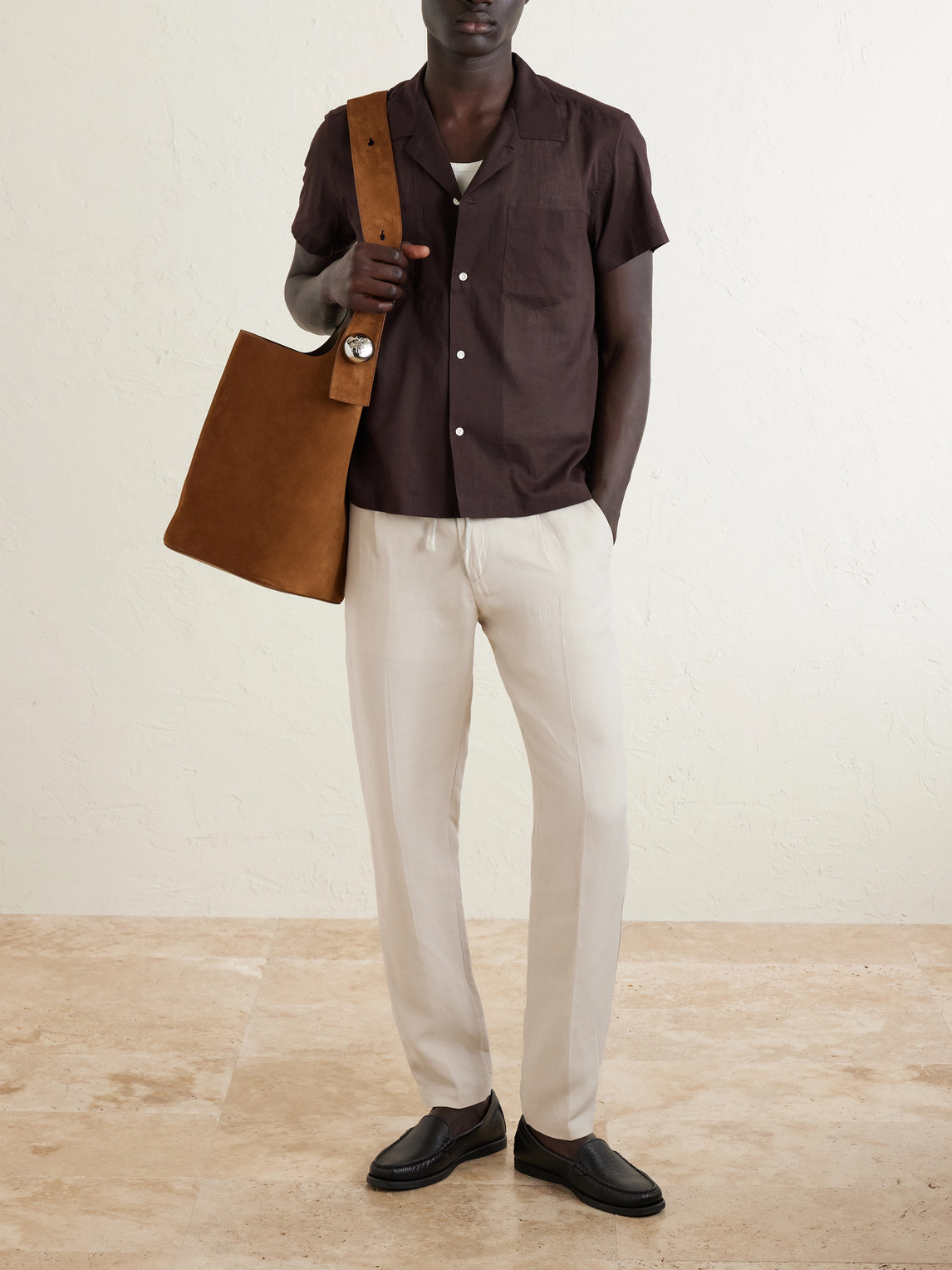 Straight-Leg Lyocell And Linen-Blend Drawstring Trousers