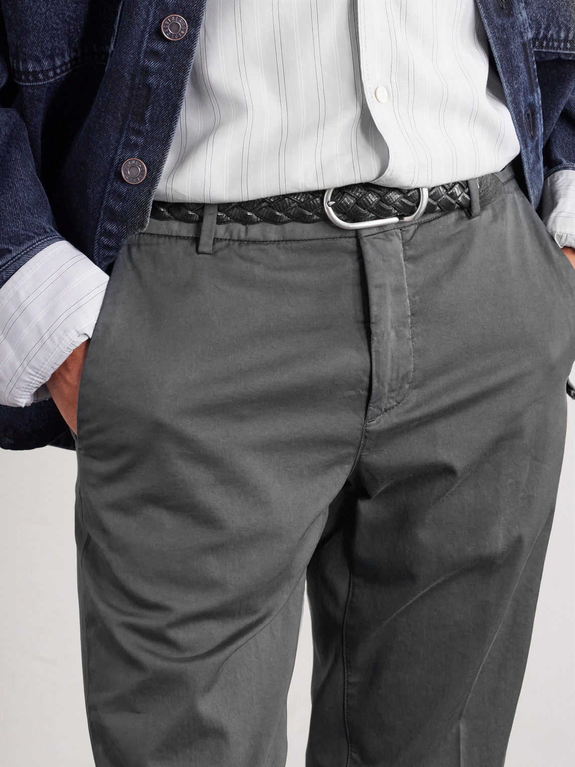 Straight-Leg Pleated Stretch Cotton And Silk-Blend Trousers