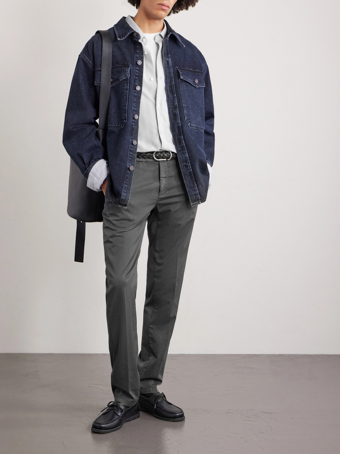 Straight-Leg Pleated Stretch Cotton And Silk-Blend Trousers