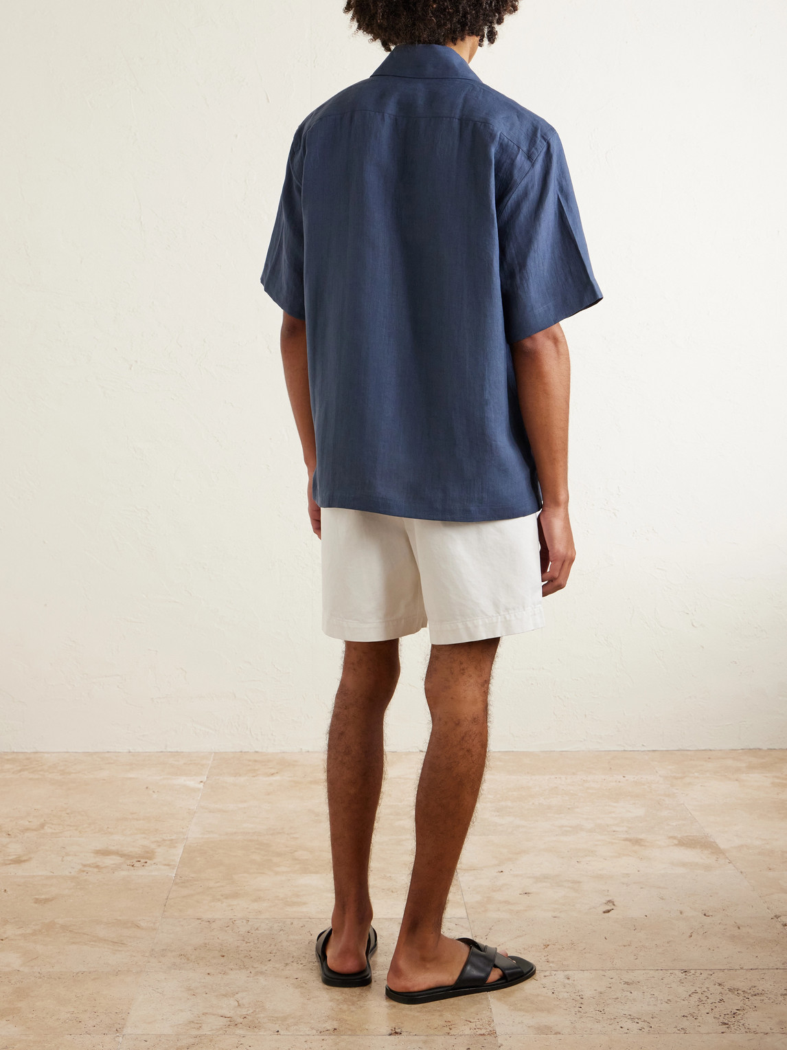  Eleventy - Camp-collar Linen Shirt - Men - Blue - S 