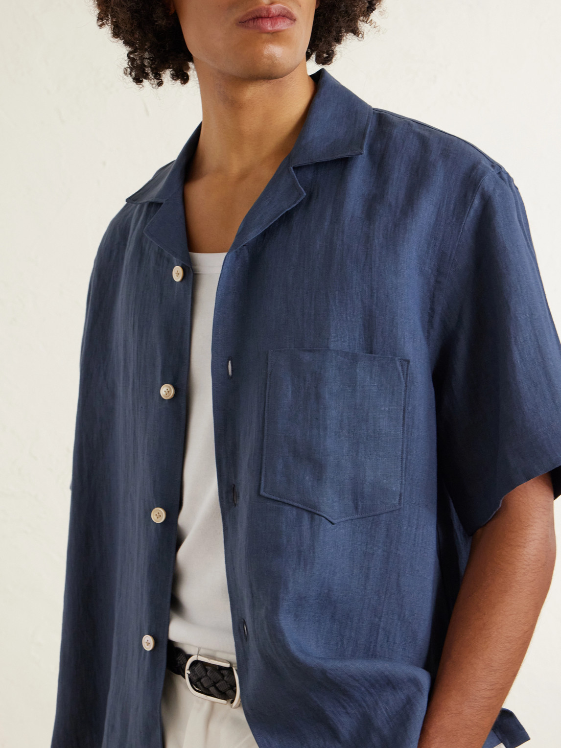 Camp-Collar Linen Shirt
