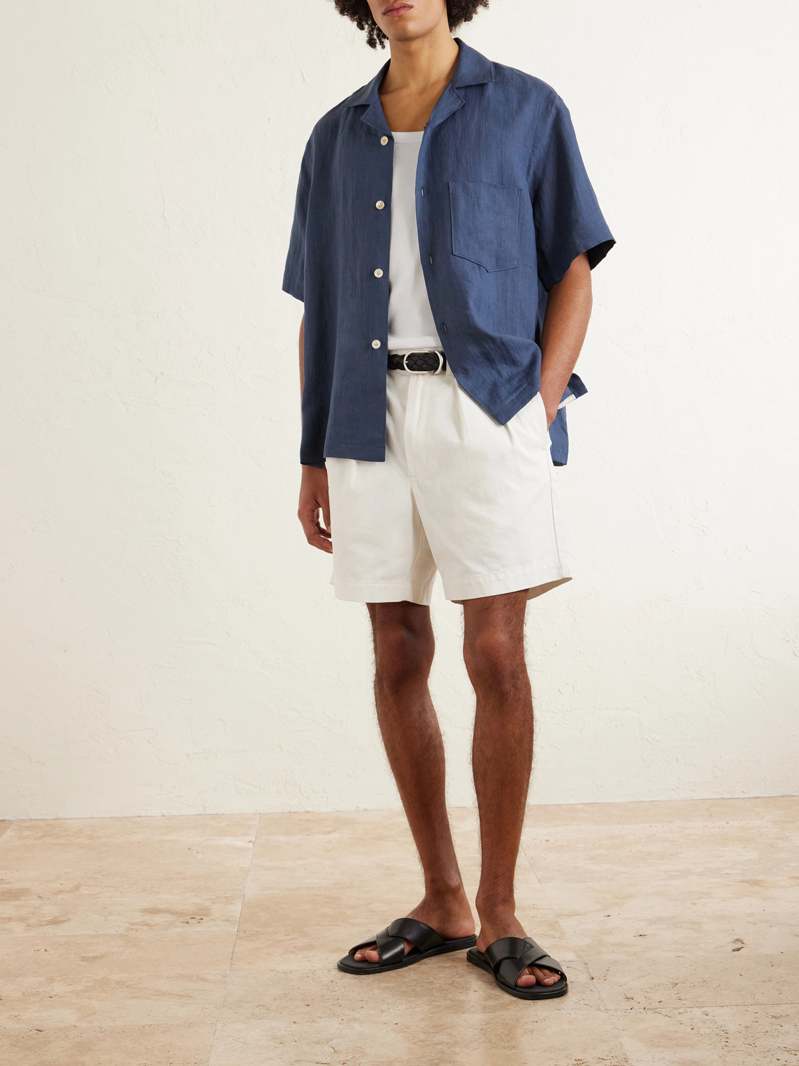 Camp-Collar Linen Shirt