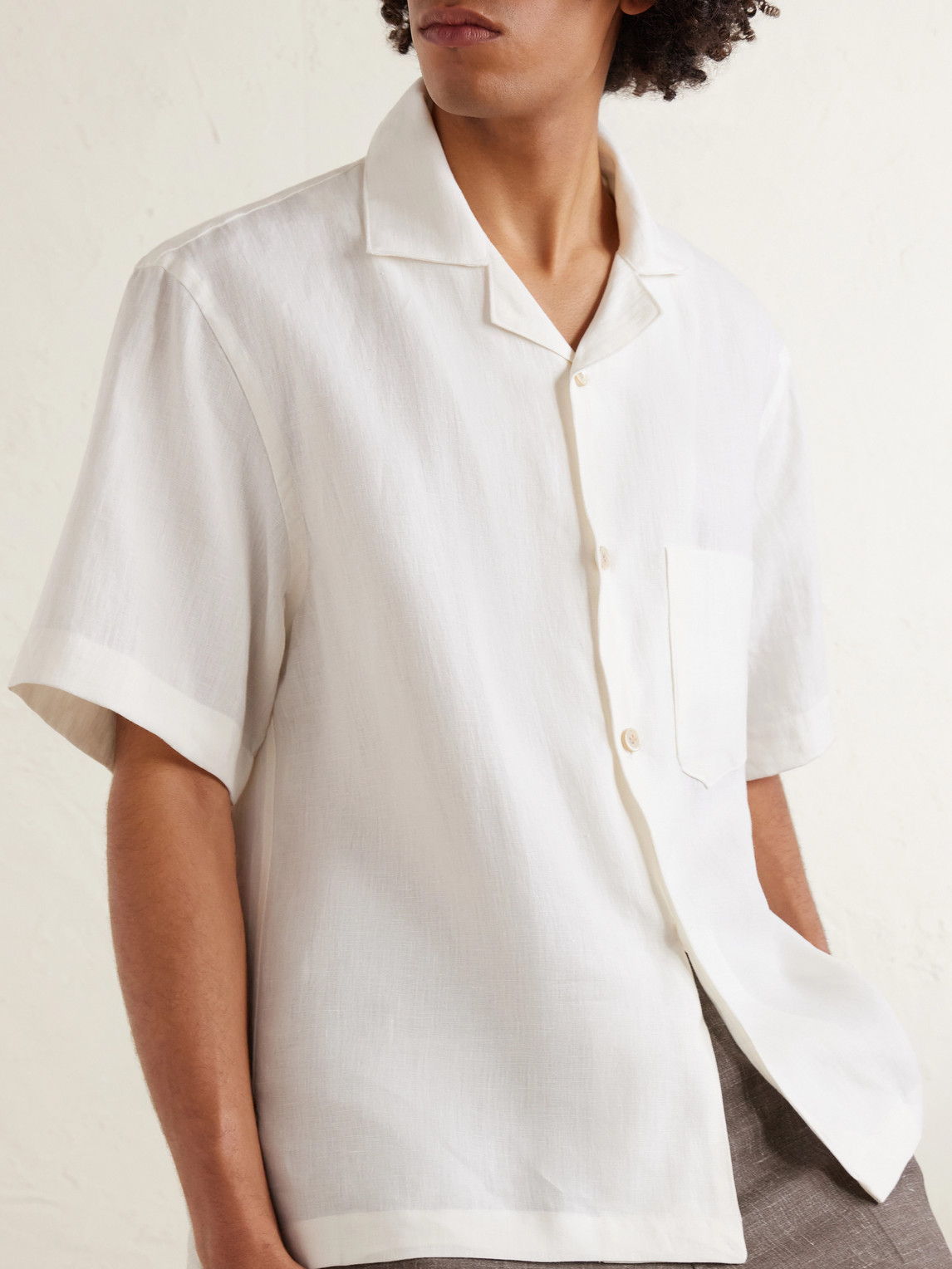 Camp-Collar Linen Shirt