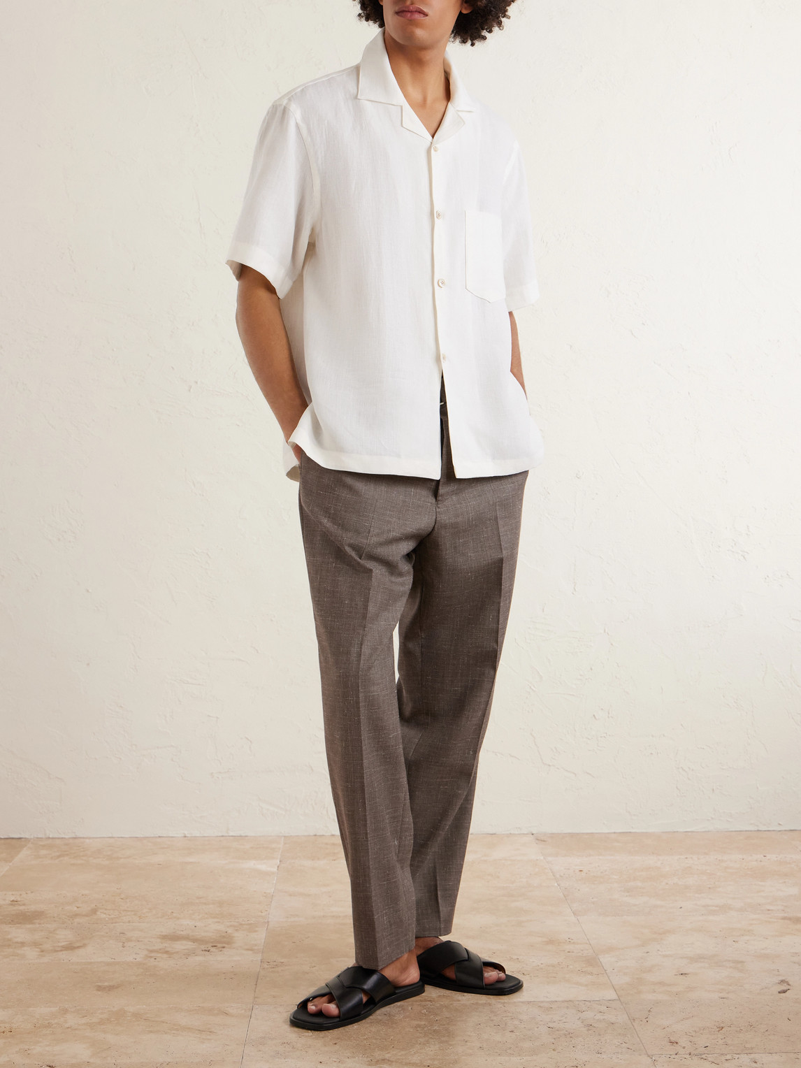 Camp-Collar Linen Shirt