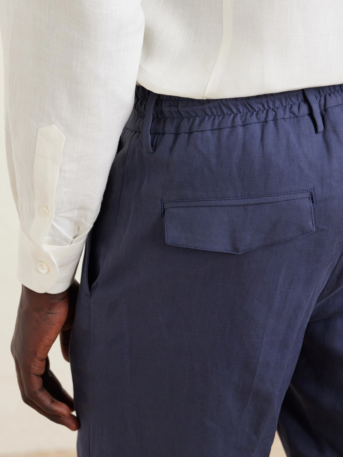 Straight-Leg Lyocell And Linen-Blend Drawstring Trousers