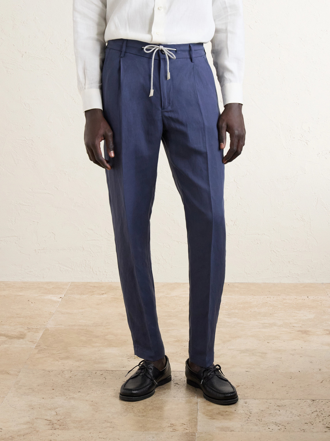 Straight-Leg Lyocell And Linen-Blend Drawstring Trousers