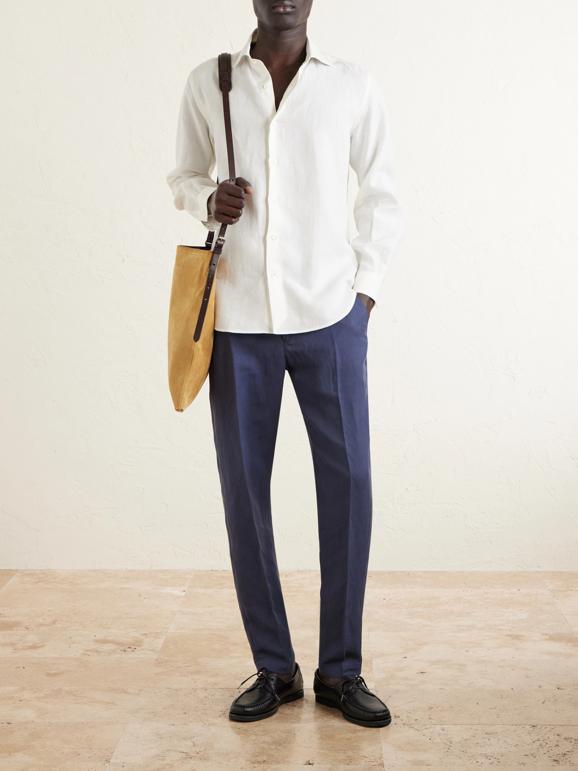 Straight-Leg Lyocell And Linen-Blend Drawstring Trousers