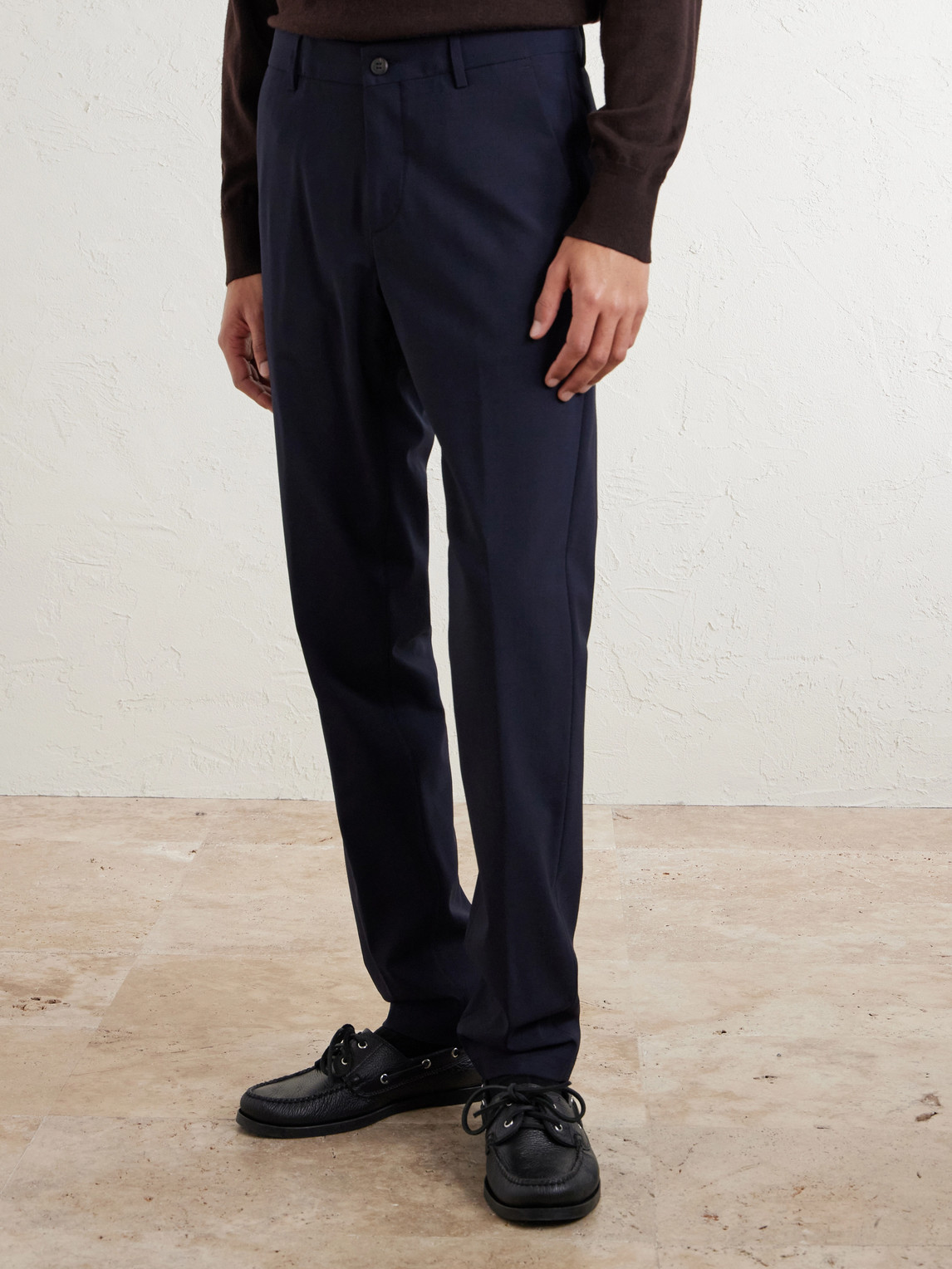 Tapered Stretch-Wool Flannel Trousers Slim-Fit
