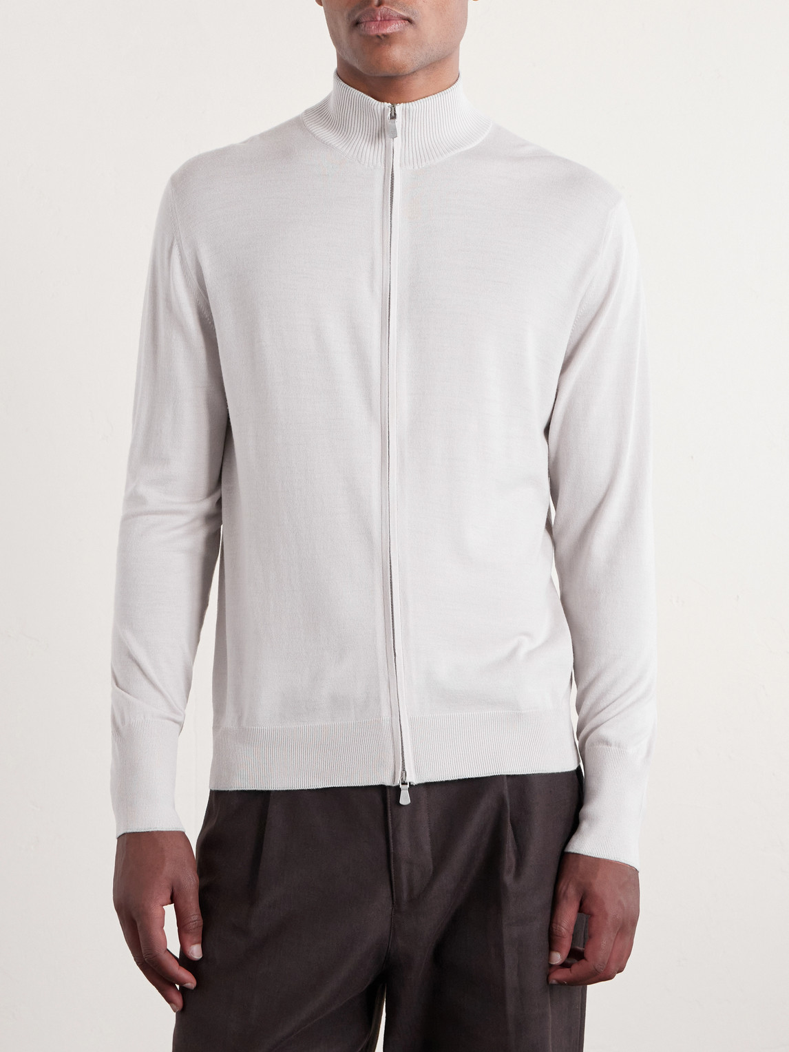 Wool Zip-Up Cardigan