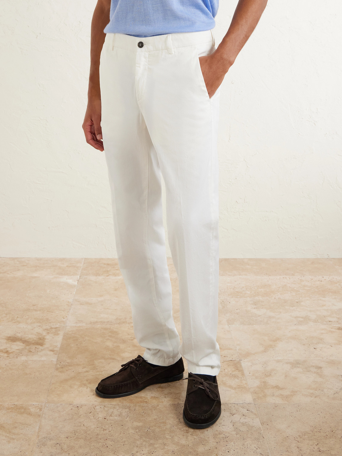 Straight-Leg Stretch-Cotton And Silk-Blend Trousers