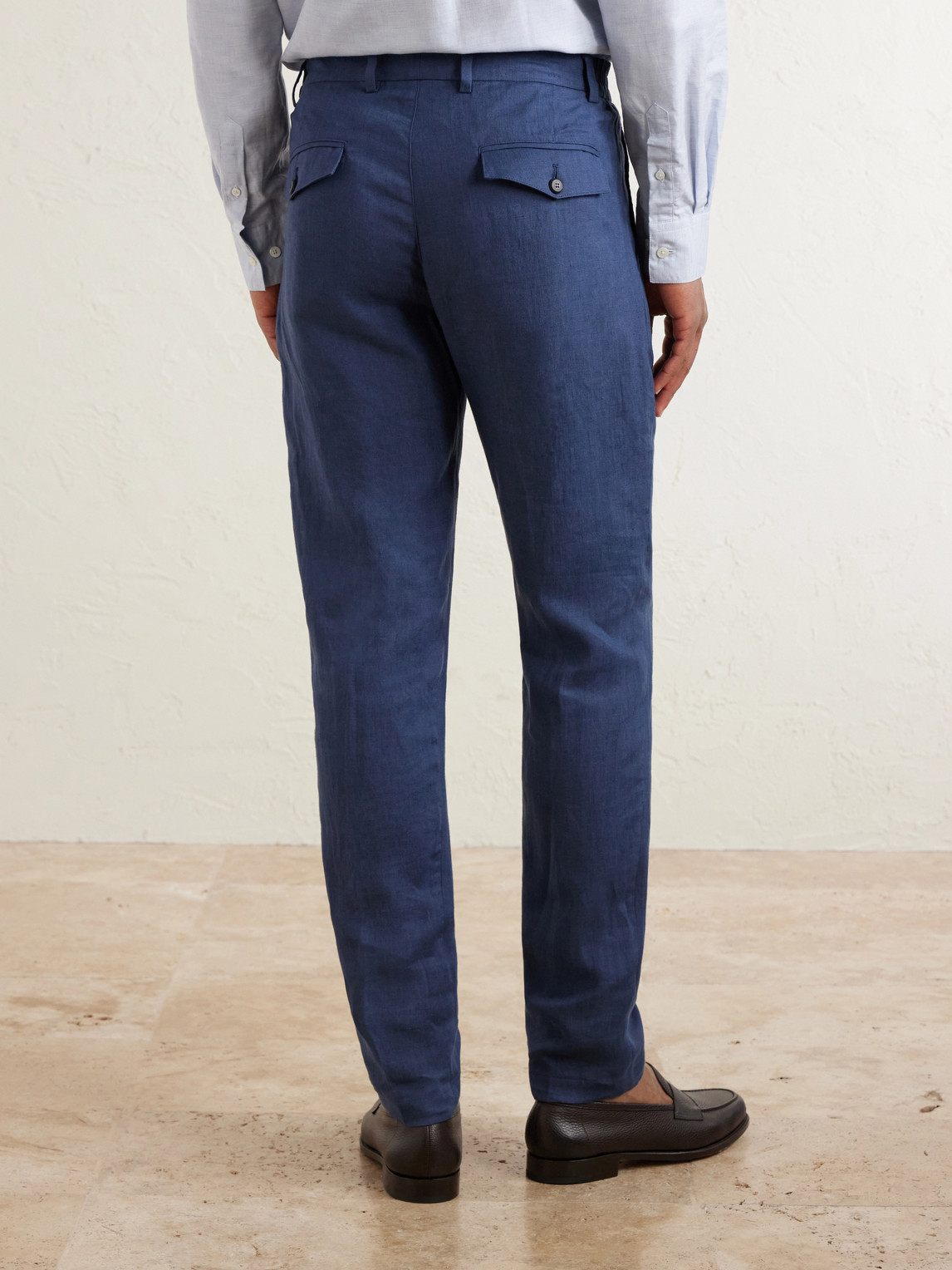  Eleventy - Flat Front Chino Linen Trousers - Men - Blue - Uk/us 30 