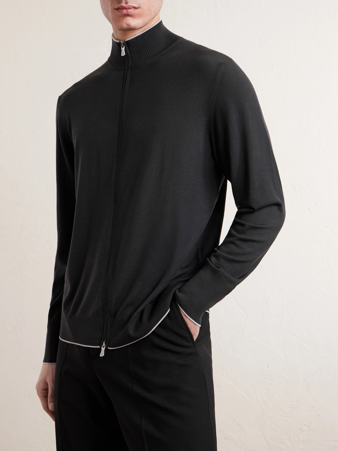 Wool Zip-Up Cardigan