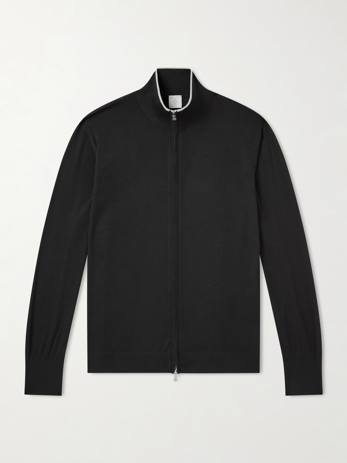 Eleventy Wool Zip-up Cardigan In Black