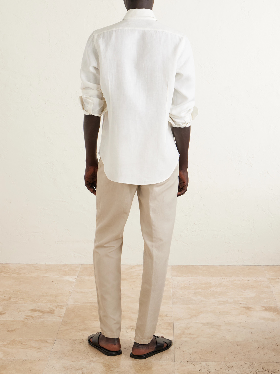 Straight-Leg Cotton And Linen-Blend Drawstring Trousers