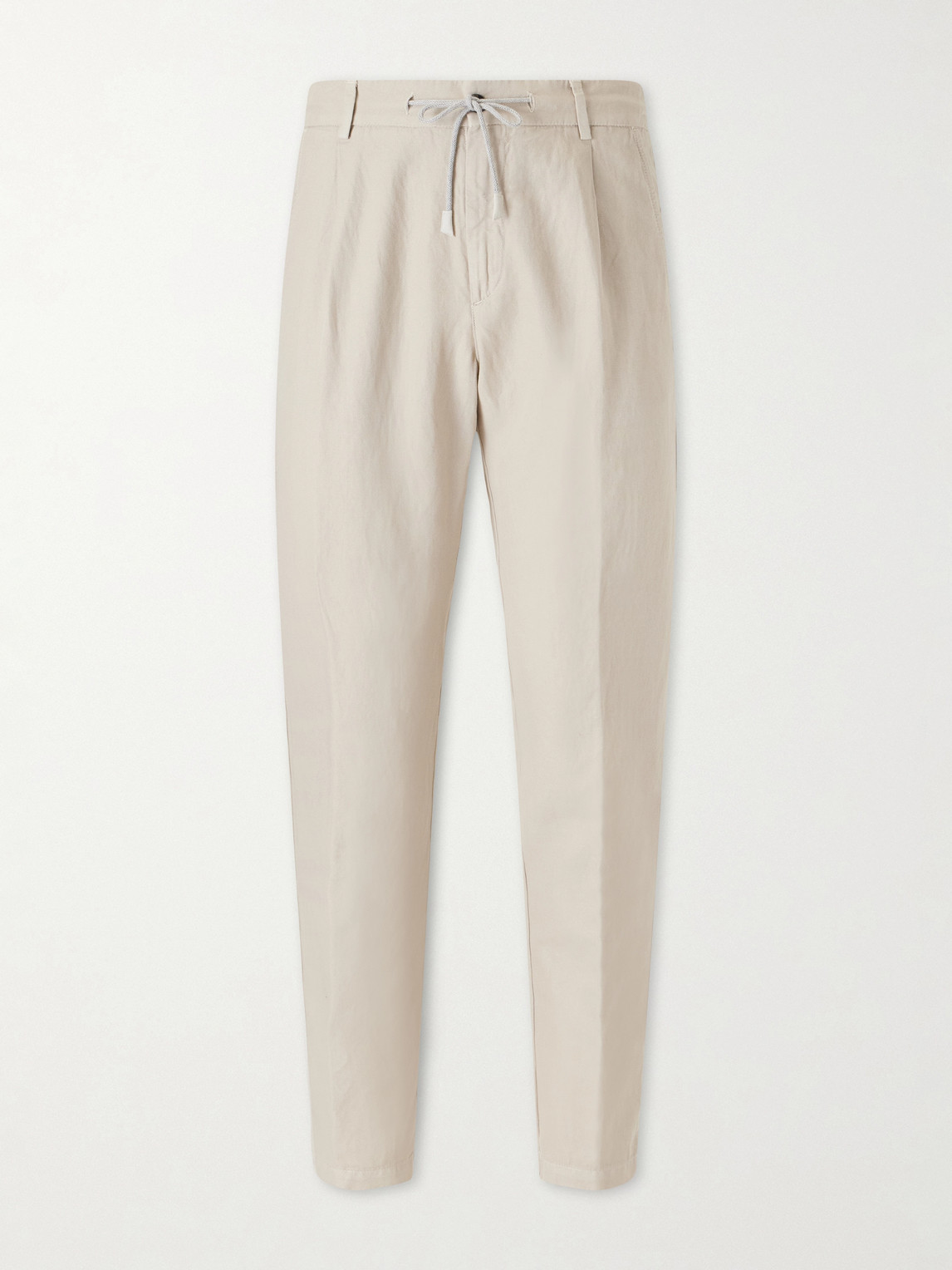 ELEVENTY Straight-Leg Cotton and Linen-Blend Drawstring Trousers - Men