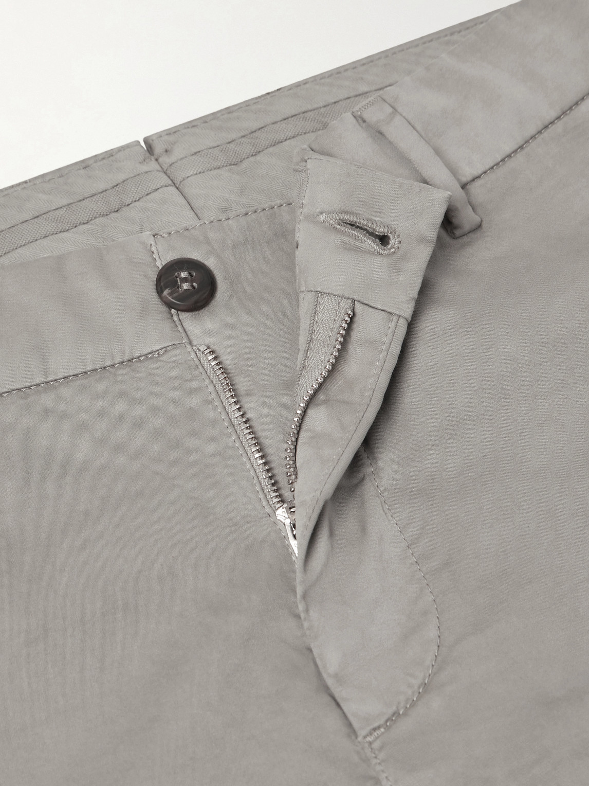 Straight-Leg Pleated Stretch Cotton And Silk-Blend Trousers