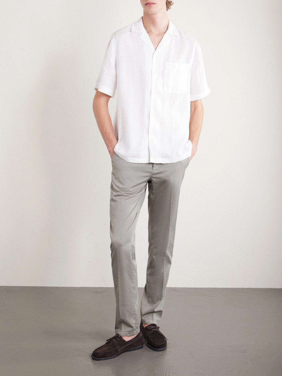 Straight-Leg Pleated Stretch Cotton And Silk-Blend Trousers