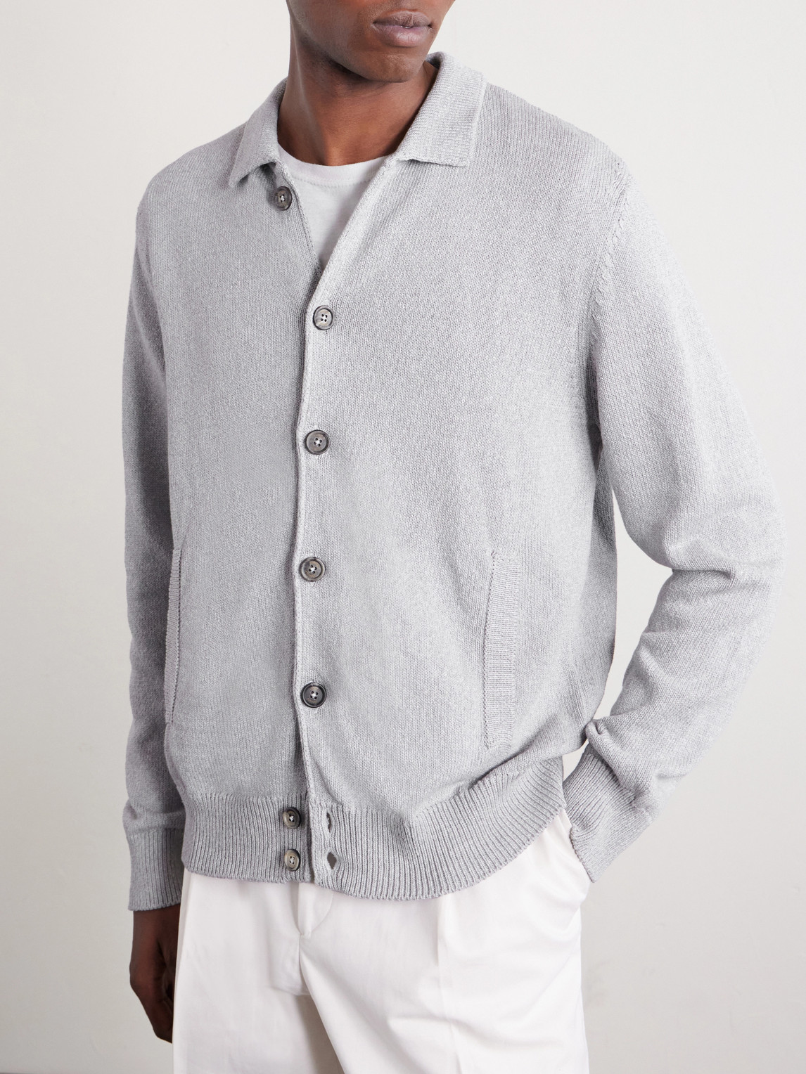  Eleventy - Cotton And Silk-blend Cardigan - Men - Gray - S 