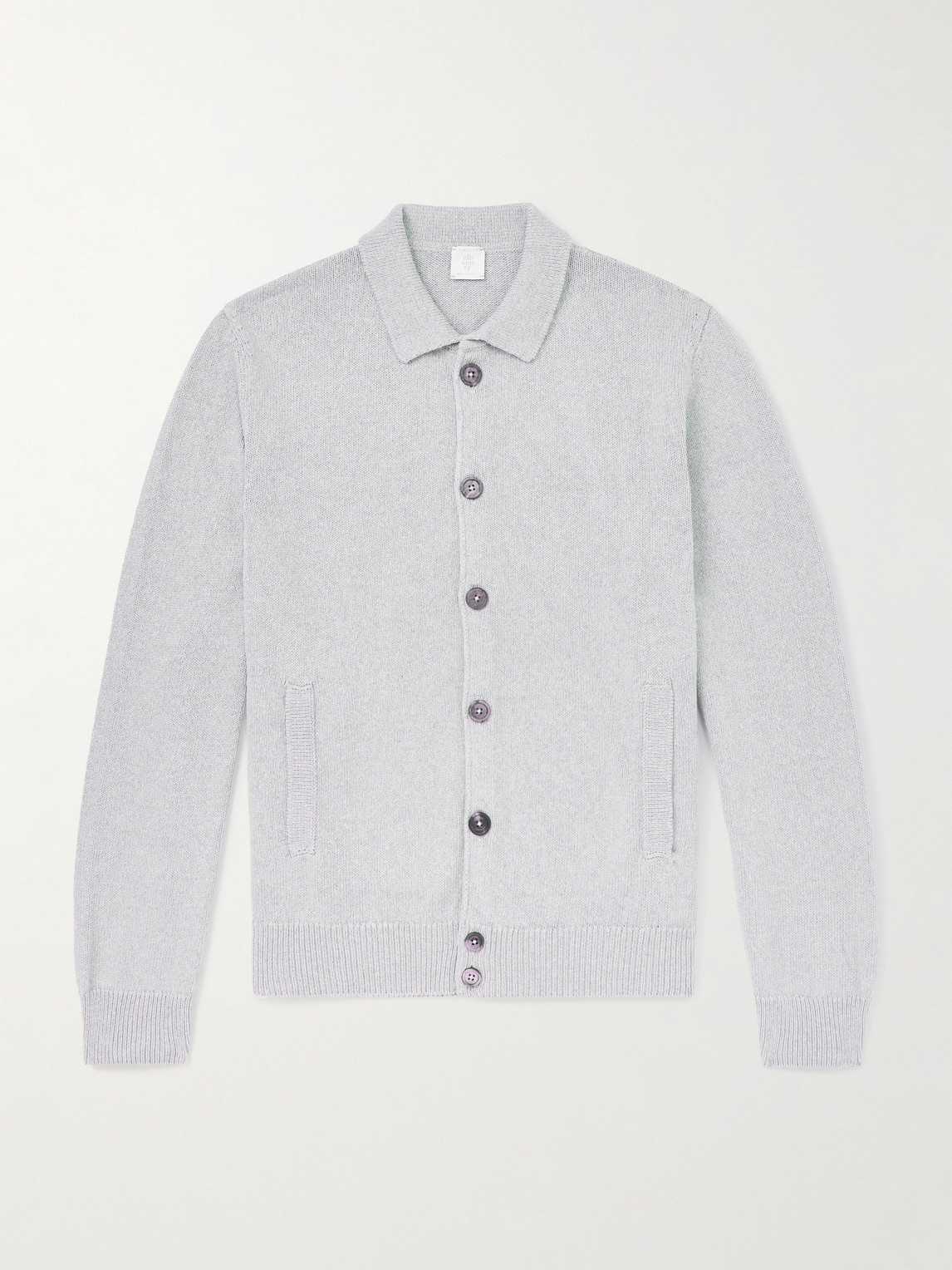 Eleventy Cotton And Silk-blend Cardigan In Gray
