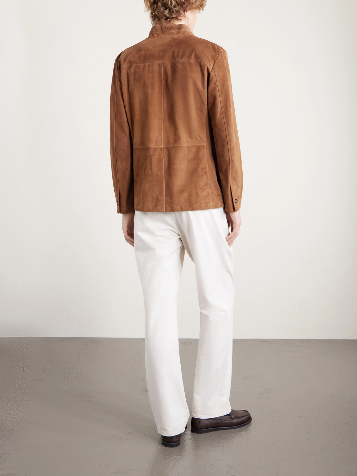  Eleventy - Slim-fit Mandarin Collar Suede Jacket - Men - Brown - It 52 