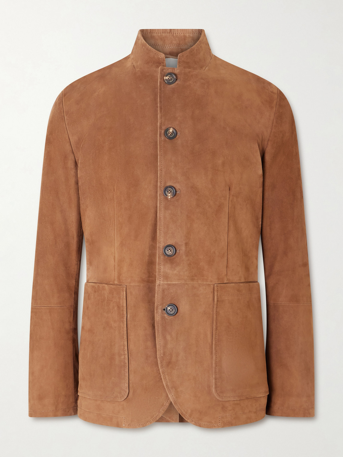 ELEVENTY Slim-Fit Mandarin Collar Suede Jacket - Men