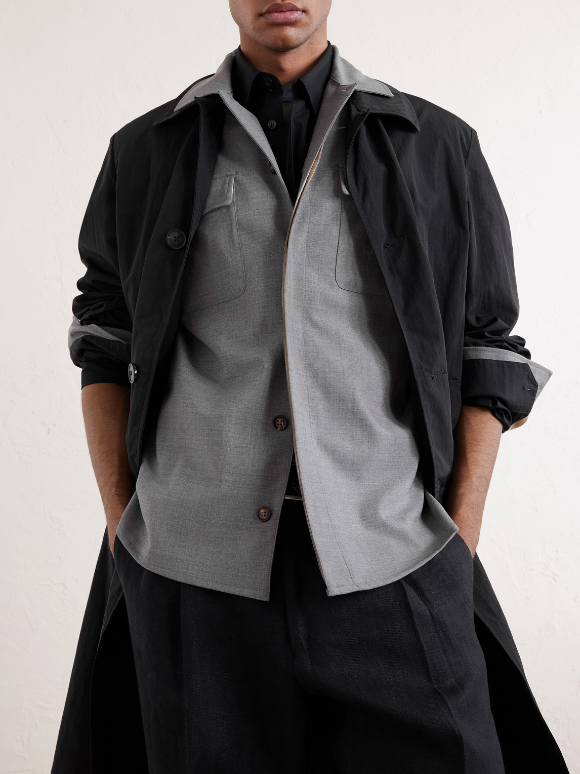 Wool-Blend Flannel Overshirt