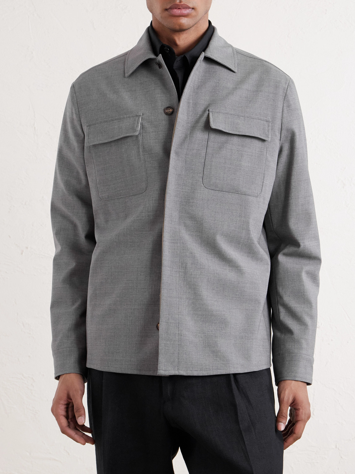 Wool-Blend Flannel Overshirt