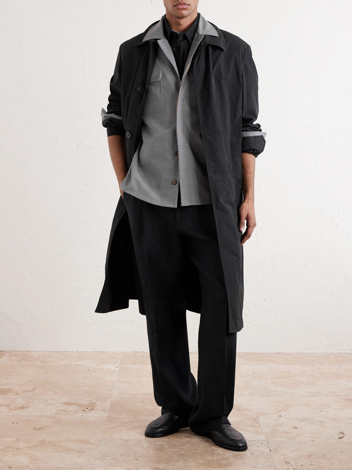 Wool-Blend Flannel Overshirt