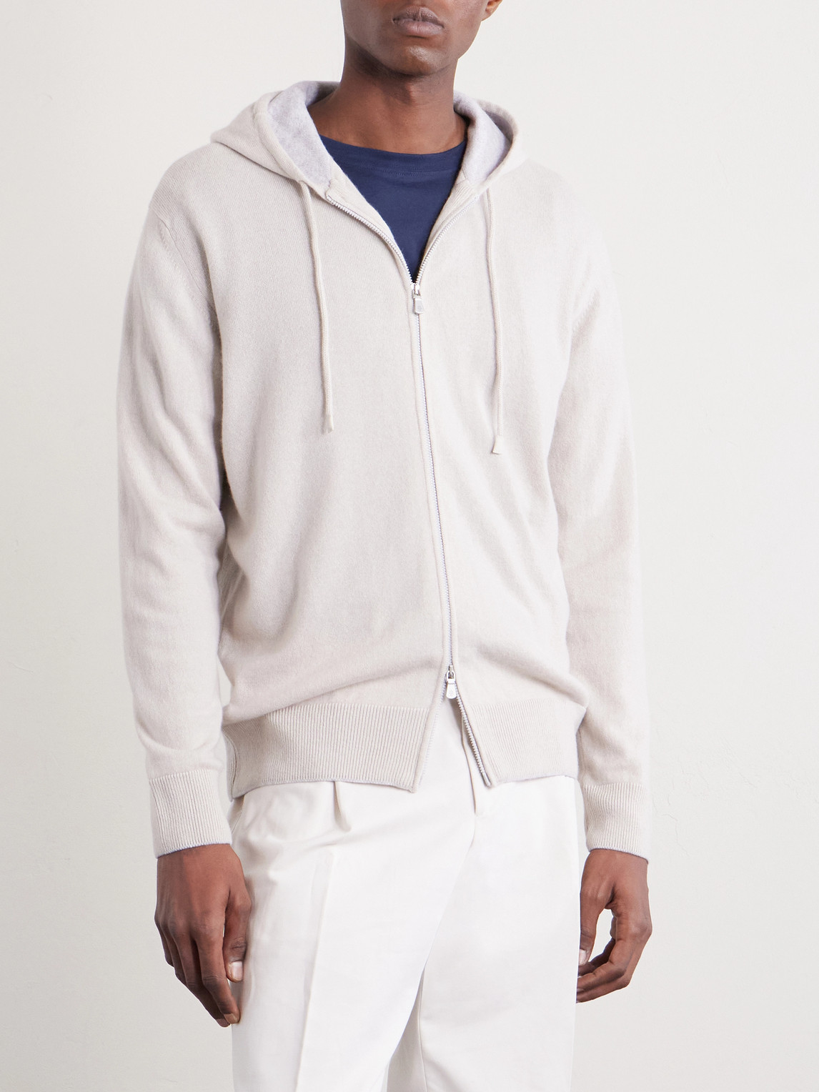  Eleventy - Cashmere Zip-up Hoodie - Men - Neutrals - L 
