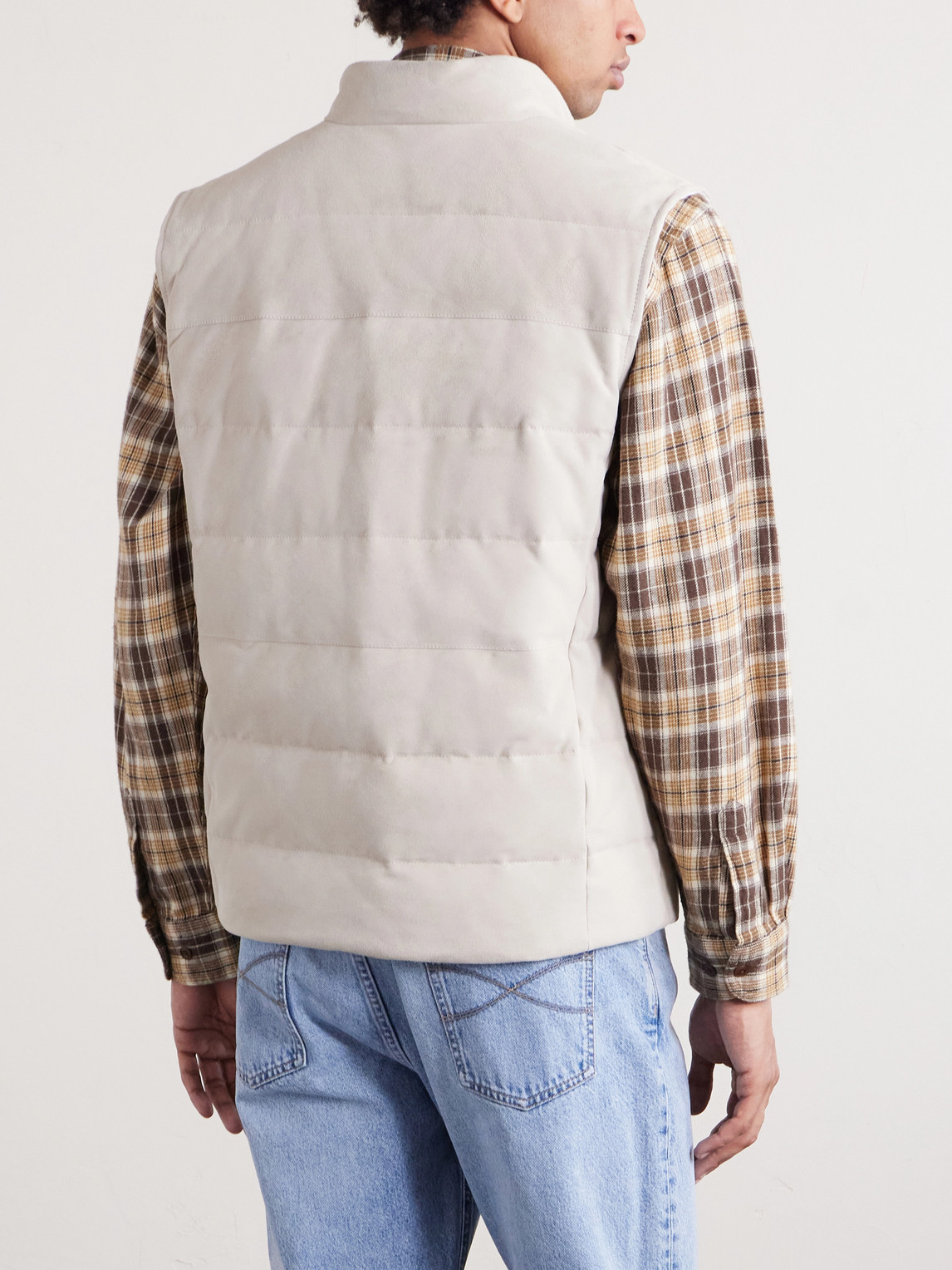  Eleventy - Reversible Suede Quilted Down Gilet - Men - Neutrals - It 50 