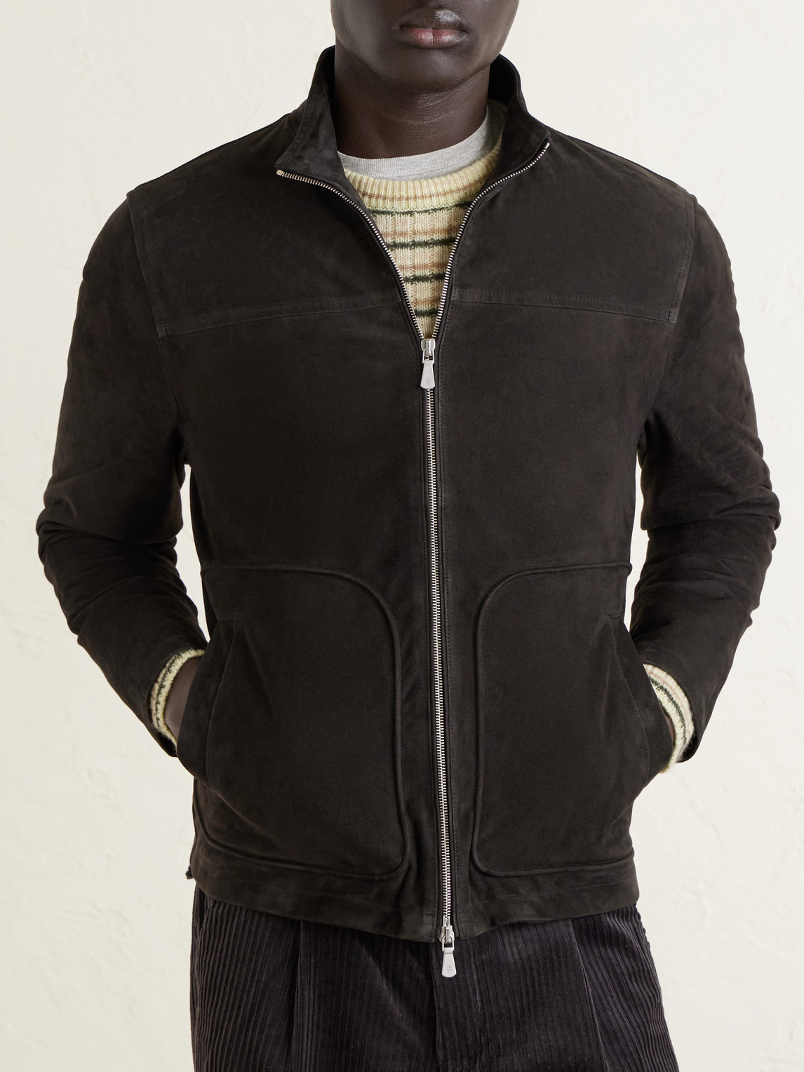  Eleventy - Suede Zip-up Jacket - Men - Brown - It 46 