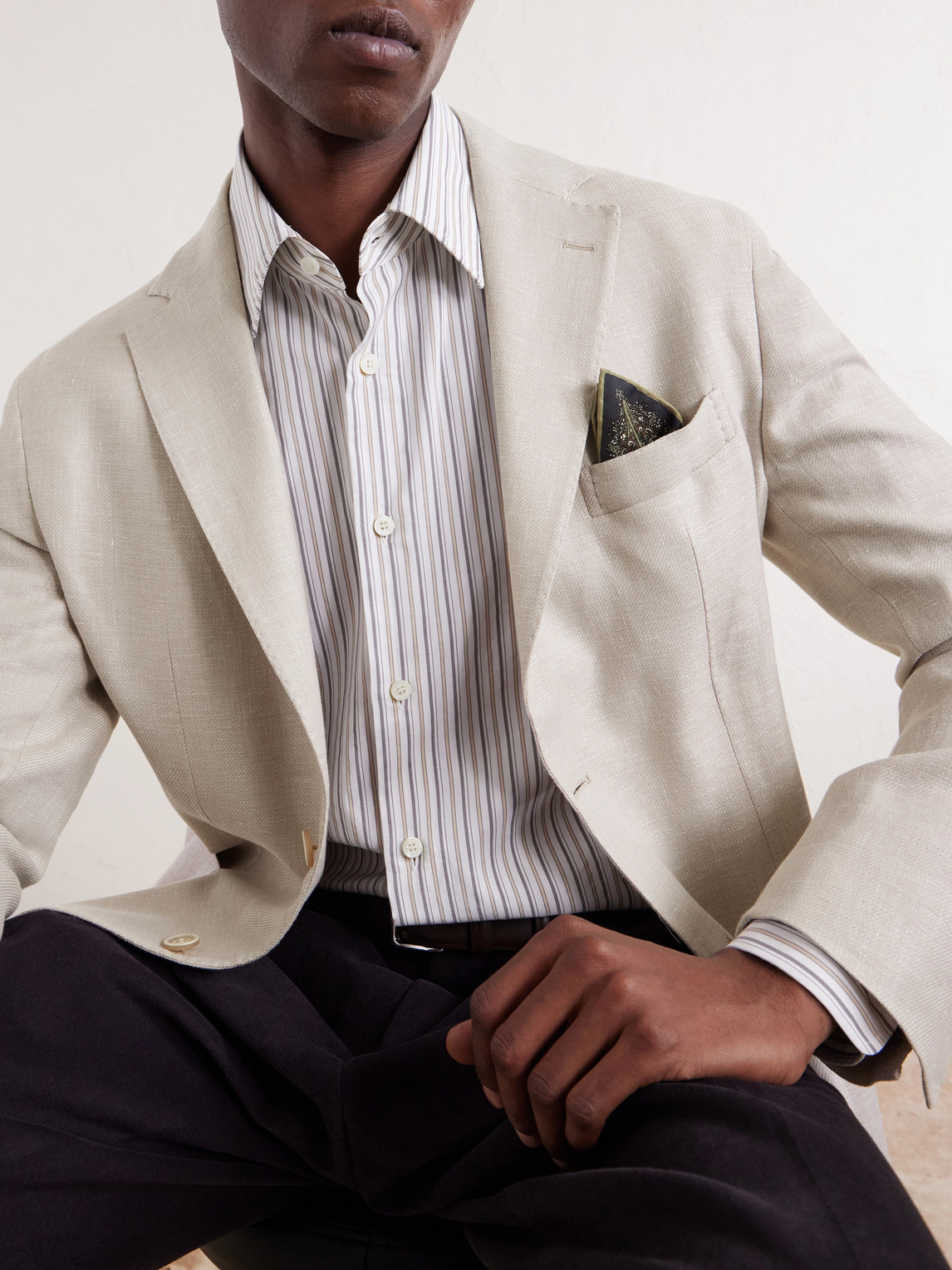 Stretch Linen, Wool And Silk-Blend Suit Jacket